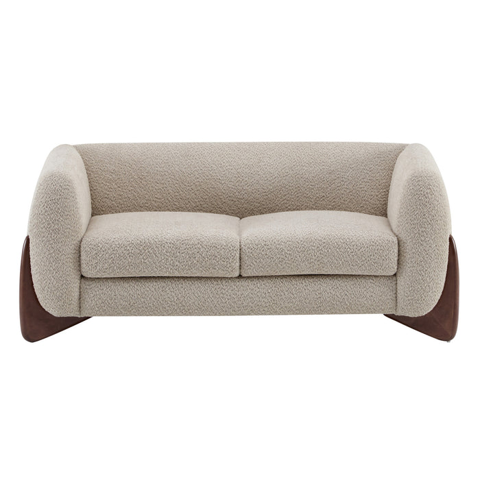 Lillian Solid Wood Modern Boucle Upholstered Loveseat Comfort Seating,Almond
