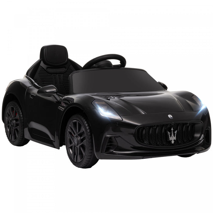 Qaba 12v Electric Car For Kids, Maserati Gran Turismo Licensed Battery Powered Ride-On Kids Car With Remote Control, Soft Start, Led Lights, Music, Horn, Mp3, Kids Ride On Car, Black