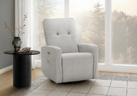 Small Upholstered Reclining Chair, Usb Ports Included, Light Grey Fabric, Contemporary Recliner