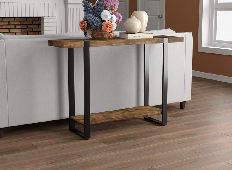 47” Console Table With 1 Shelf - Reclaimed Wood Look With Black Metal