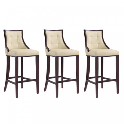Fifth Avenue Traditional Wood Upholstered Barstool in Cream - Set of 3 | Tabouret de bar traditionnel en bois avec assise rembourree creme Fifth Avenue - Lot de 3