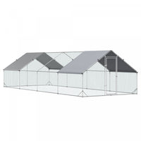 Pawhut Metal Chicken Coop, Walk-in Large Chicken Run, Poultry Cage For Backyard Hen, Duck, Rabbit Wi