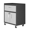 Manhattan Comfort Fortress Textured Metal 31.5\" Garage Mobile Cabinet with Drawer & 2 Adjustable Shelves - Grey