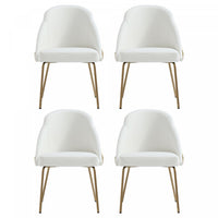 Gracie Modern Vegan Leather Metal Dining Chair in White and Gold - Set of 4