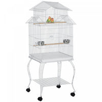 Pawhut 53.9'' Large Rolling Steel Bird Cage Bird House With Detachable Rolling Stand, Storage Shelf,