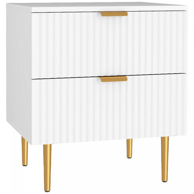 HOMCOM Nightstand, Bedside Table, Side End Table with 2 Drawers, White