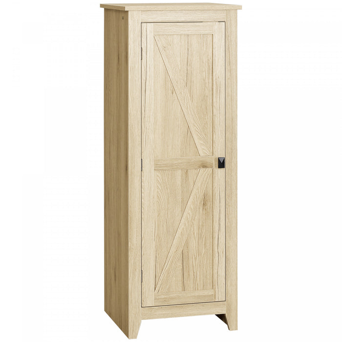 HOMCOM 48\" Kitchen Pantry, Storage Cabinet with Barn Door, Natural