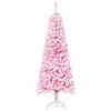Homcom Snow Flocked Pencil Artificial Christmas Tree With Steel Base Pink