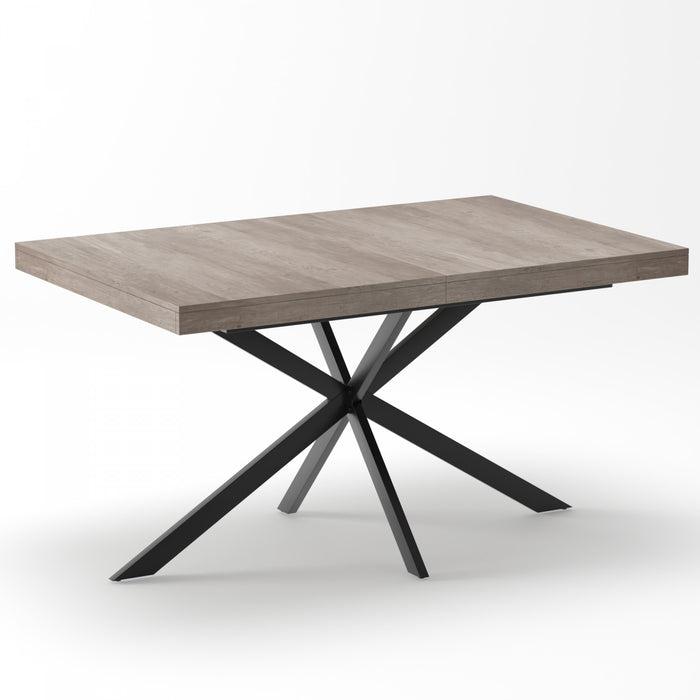 Ethan Retro Rectangular Extendable Dining Table with Hidden Storage,Grey