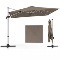 Costway 10 FT Patio Cantilever Umbrella Outdoor Aluminum Hanging Offset Umbrella w/ 360° Rotation Brown
