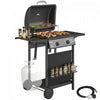 Outsunny 2-Burner Propane Gas Grill, 18000 BTU Outdoor BBQ Grill with Warming Rack, Shelf, Thermometer, Grease Cup, Barbeque for Backyard Patio, Black