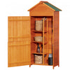 Outsunny Wood Garden Shed Outdoor Tool Storage Cabinet Hutch Lockable Unit With Double Door And 3 Tire Storage Shelves