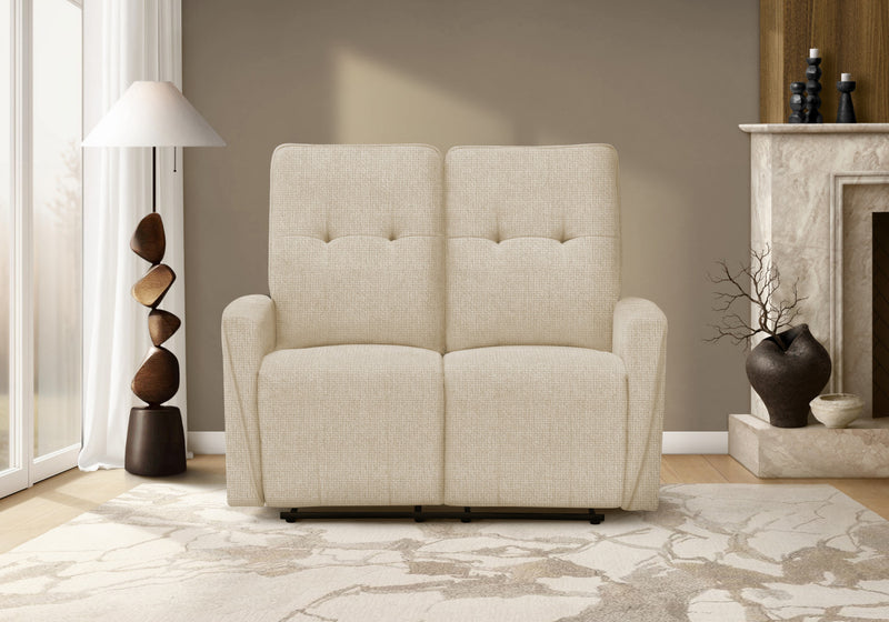 Small 2-Seater Power Reclining Love Seat, 50\" Wide, Usb Port Included, Beige Fabric Recliner