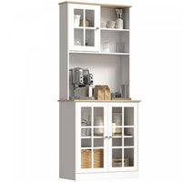 HOMCOM Kitchen Pantry with 3 Storage Cabinets, 2 Open Shelves, Countertop