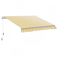 Outsunny 12' X 10' Retractable Awning Patio Sun Shade Shelter With Manual Crank Handle, Uv & Water-r