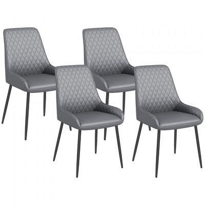 HOMCOM Dining Chairs Set of 4, PU Leather Kitchen Chairs with Steel Legs