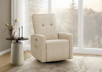 Small Upholstered Reclining Chair, Usb Ports Included, Beige Fabric, Contemporary, Modern Recliner