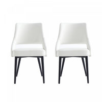 Tremont Modern Vegan Leather Metal Dining Chair in White - Set of 2