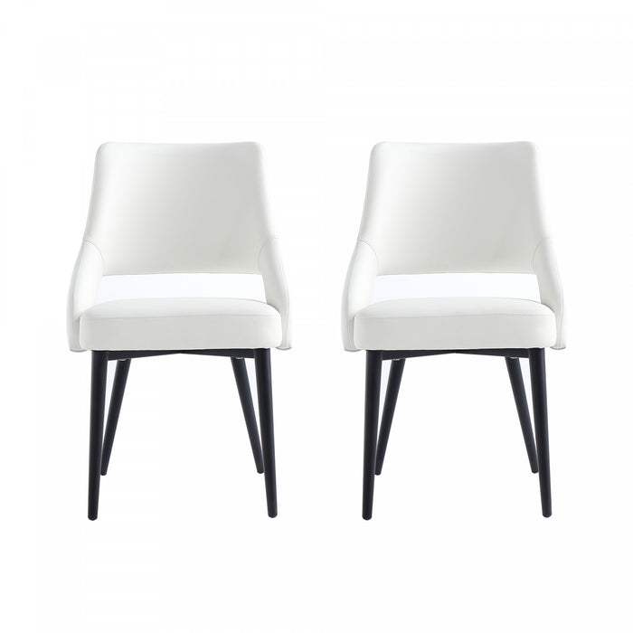 Tremont Modern Vegan Leather Metal Dining Chair in White - Set of 2