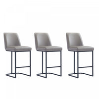 Serena Modern Metal Upholstered Counter Stool in Taupe - Set of 3 Bar Stool 