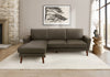 Upholstered Chaise Sofa Lounger, 86\" Wide, Dark Brown Leather-Look, Walnut Solid Wood Legs Sofa