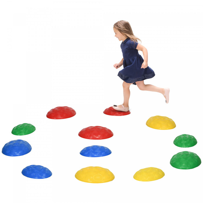 Outsunny Stepping Stones Kids With Anti-slip Mat, 12 Pcs Balance Stepping Stones Obstacle Course, Indoor Outdoor Play Equipment Toys For Ages 3-8 Years, Coordination Game For Kids