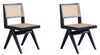 Manhattan Comfort Set of 2 Hamlet Dining Chairs - Black & Natural Cane