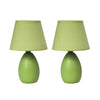 Simple Designs Mini Egg Oval Ceramic 2-Piece Table Lamp Set - Green