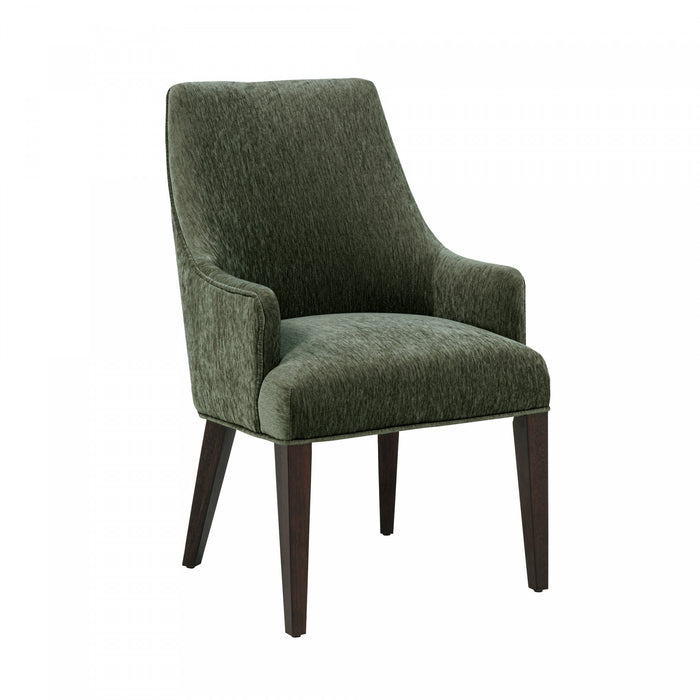 Beever Modern Chenille Wood Armchair in Forest Green