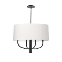Dainolite Eleanor 4 Light Chandelier Matte Black White Fabric Shade Lamp