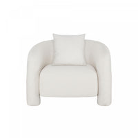 Sylvia Modern Glam Tweed Lounge Chair in Ivory