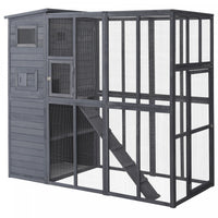 Pawhut Large Catio Outdoor Cat Enclosure Weatherproof Cat House With Cat Condo, Indoor Wooden Cat Ca