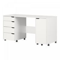 Crea Sewing Craft Table On Wheels - Pure White 