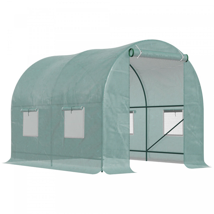 Outsunny 8'x6.6'x6.6' Heavy Duty Walk-in Greenhouse Garden Tunnel Hot House Outdoor Flower Vegetable Growth Warm House Roll Up Door, Windows, Steel