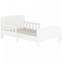 Qaba Toddler Bed Frame with Safety Side Rails for Girls and Boys, Bedroom Furniture, White