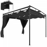 Outsunny 10' x 10' Retractable Pergola Canopy, Outdoor Pergola with Curtain