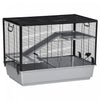 Pawhut 3-tier Hamster Cage, Guinea Pig Cage, Pet Chinchillas Play House Indoor With Accessories Food Dish Water Bottle, Ramps, 31.5\"x19\"x23\", Grey