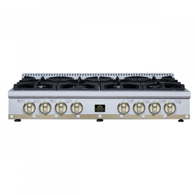 Forno Ambassador 48" Gas Cooktop, White, 8 burners - FCTGS5799-48CPWHT | Table de cuisson au gaz Ambassador 48 po, blanche, 8 bruleurs – FCTGS5799-48CPWHT
