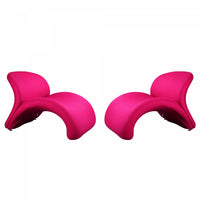 Rosebud Modern Wool Blend Accent Chair in Fuchsia - Set of 2 
