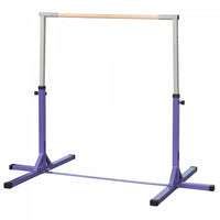 Soozier Gymnastics Bar for Kids, Height Adjustable 3' to 4.9', 13-Level Training Bar for Toddlers with 76.4-inch Extended Support, Purple