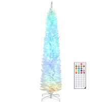 HOMCOM 7.5ft Christmas Tree with DIY Synchronized LEDs, Xmas Tree, White