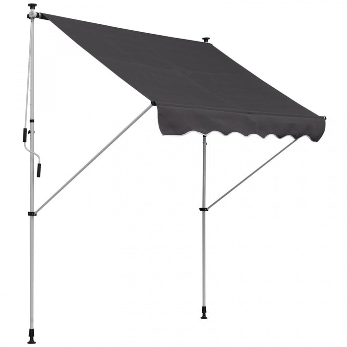 Outsunny 6.6'x5' Manual Retractable Patio Awning Window Door Sun Shade Deck Canopy Shelter Water Resistant Uv Protector Grey