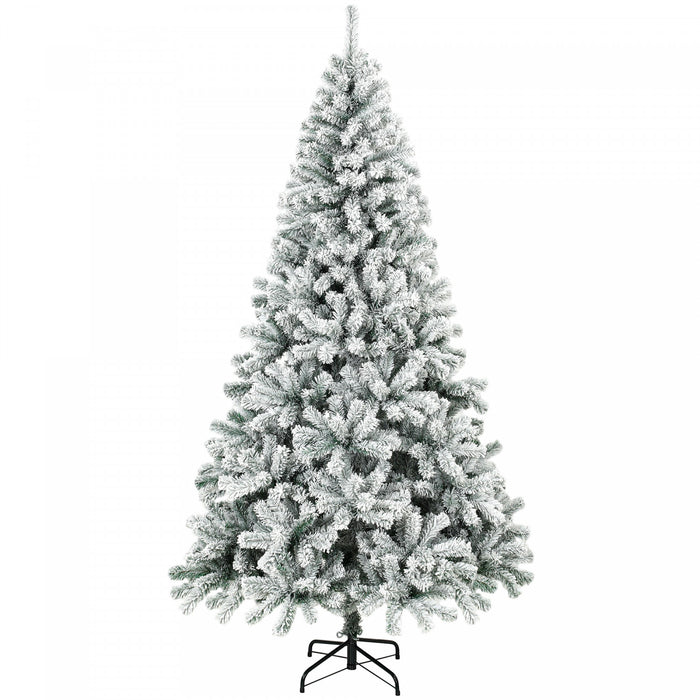 HOMCOM 6ft Flocked Christmas Tree with Hinged Design, Fir Xmas Tree