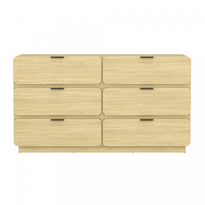 Chrystie Contemporary Modern 60" Dresser in Natural (6-Drawer) | Commode moderne contemporaine Chrystie 60" en bois naturel (6 tiroirs)