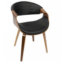 LumiSource Symphony Faux Leather Mid-Century Modern Dining Accent Chair - Walnut/Black