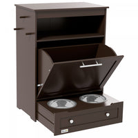 Pawhut Pet Feeder Station Storage Cabinet, Dog Food Storage Container With Dog Raised Bowls And Hang