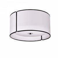 Dainolite Notched Drum 3 Light Flush Mount Matte Black White Shade And Diffuser Lamp