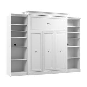 Bestar Versatile Queen Murphy Bed and Two Closet Organizers (115 W) - White