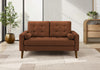 Upholstered Love Seat, 58\" L, Rust Fabric, Walnut Wood Legs, Mid-Century Loveseat