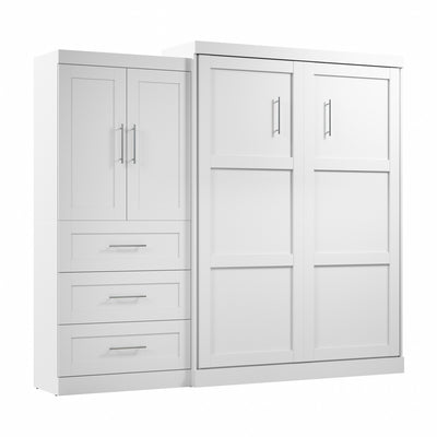 Bestar Pur Queen Murphy Bed and Storage Cabinet with Drawers (101 W) - White|Grand lit escamotable Pur de Bestar de 101 po (L) avec meuble de rangement et tiroirs - blanc